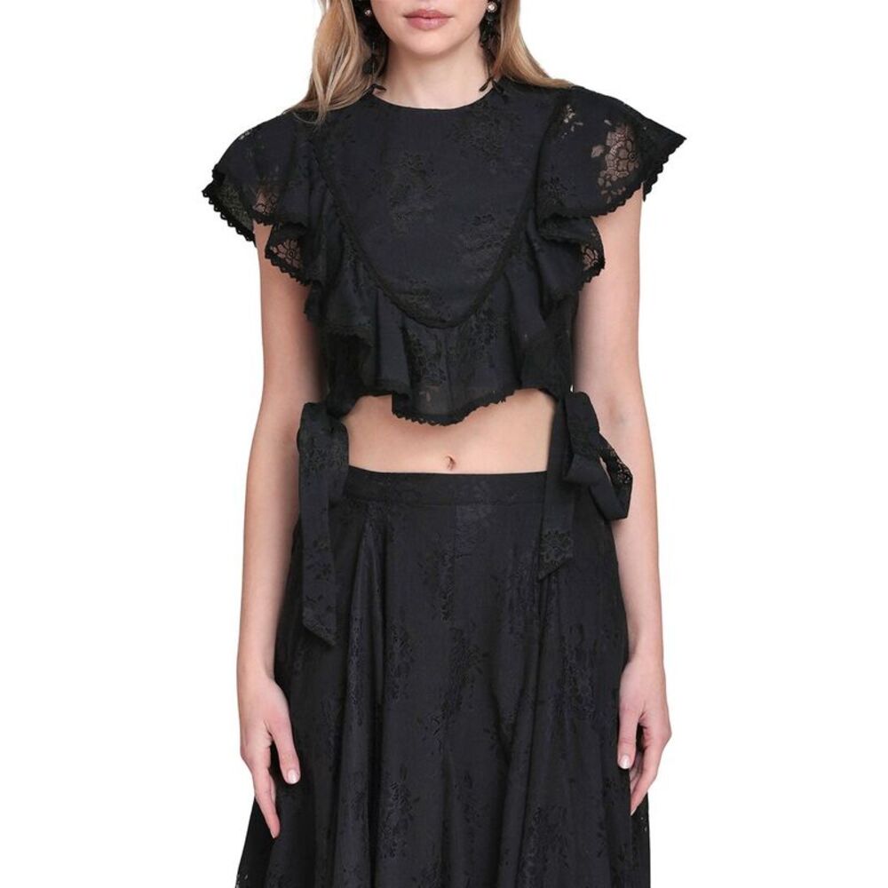 Avec Les Filles Womens  Ruffle Top
